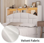 Queen Size Velvet Upholstered Bed Frame With Storage