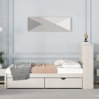 Twin Platform Bed Frame with Storage Headboard, USB Port & Drawers