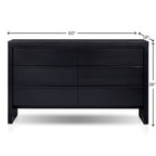 Sleek Black 6-Drawer Dresser – Modern Wood Bedroom Storage