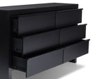Sleek Black 6-Drawer Dresser – Modern Wood Bedroom Storage