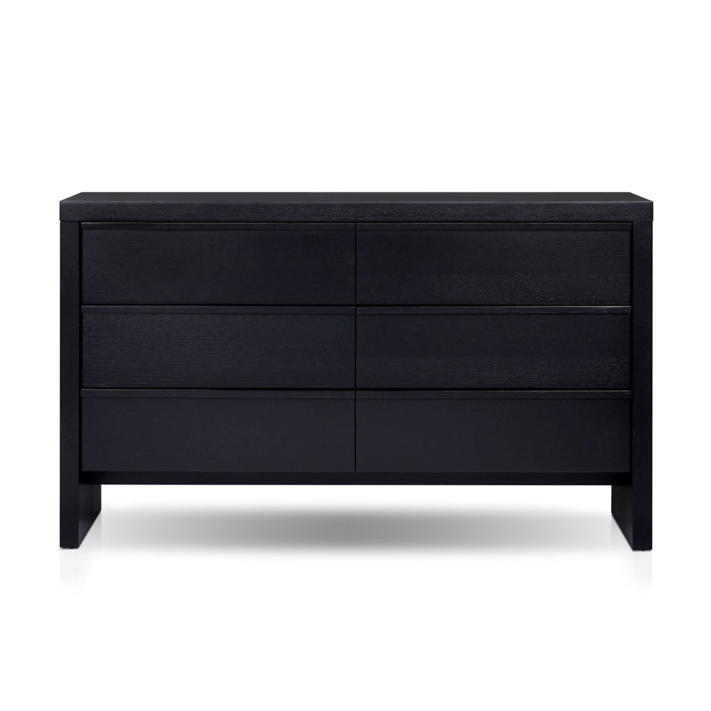 Sleek Black 6-Drawer Dresser – Modern Wood Bedroom Storage