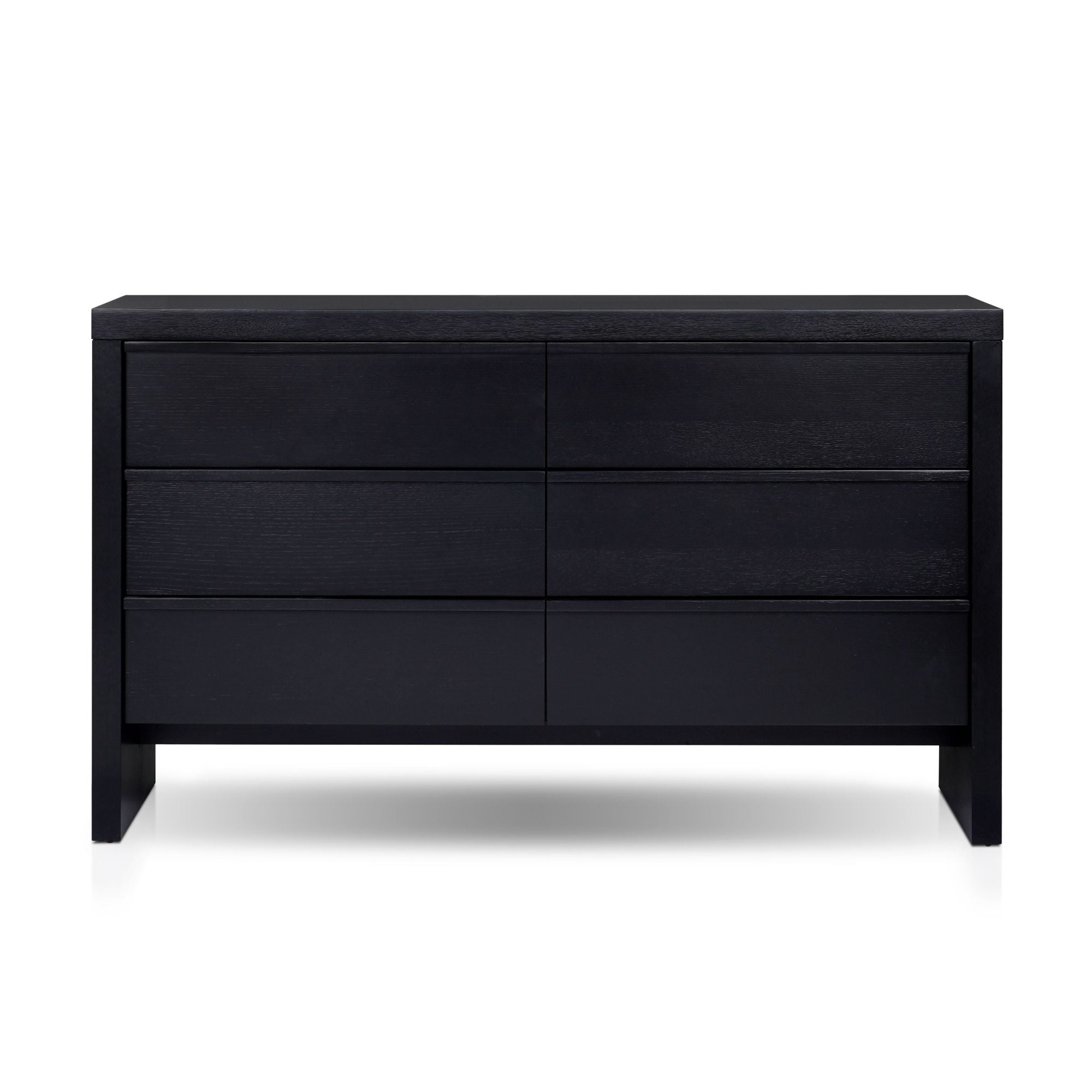 Sleek Black 6-Drawer Dresser – Modern Wood Bedroom Storage