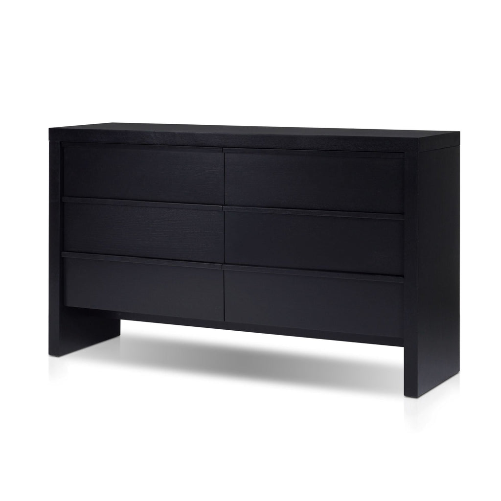 Sleek Black 6-Drawer Dresser – Modern Wood Bedroom Storage