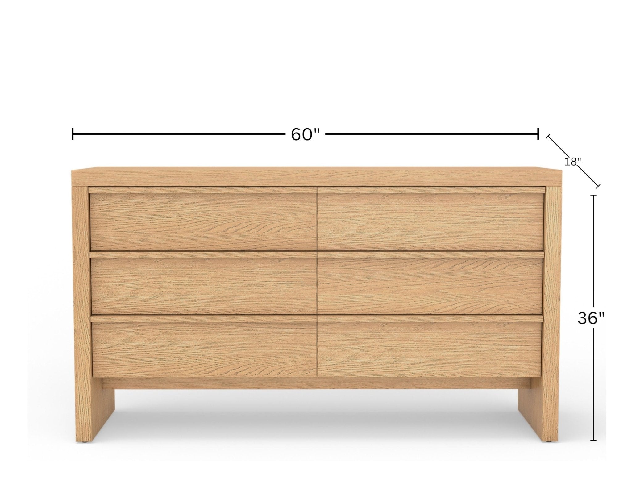 Natural Wood 6-Drawer Dresser – Flo Collection Modern Bedroom Storage