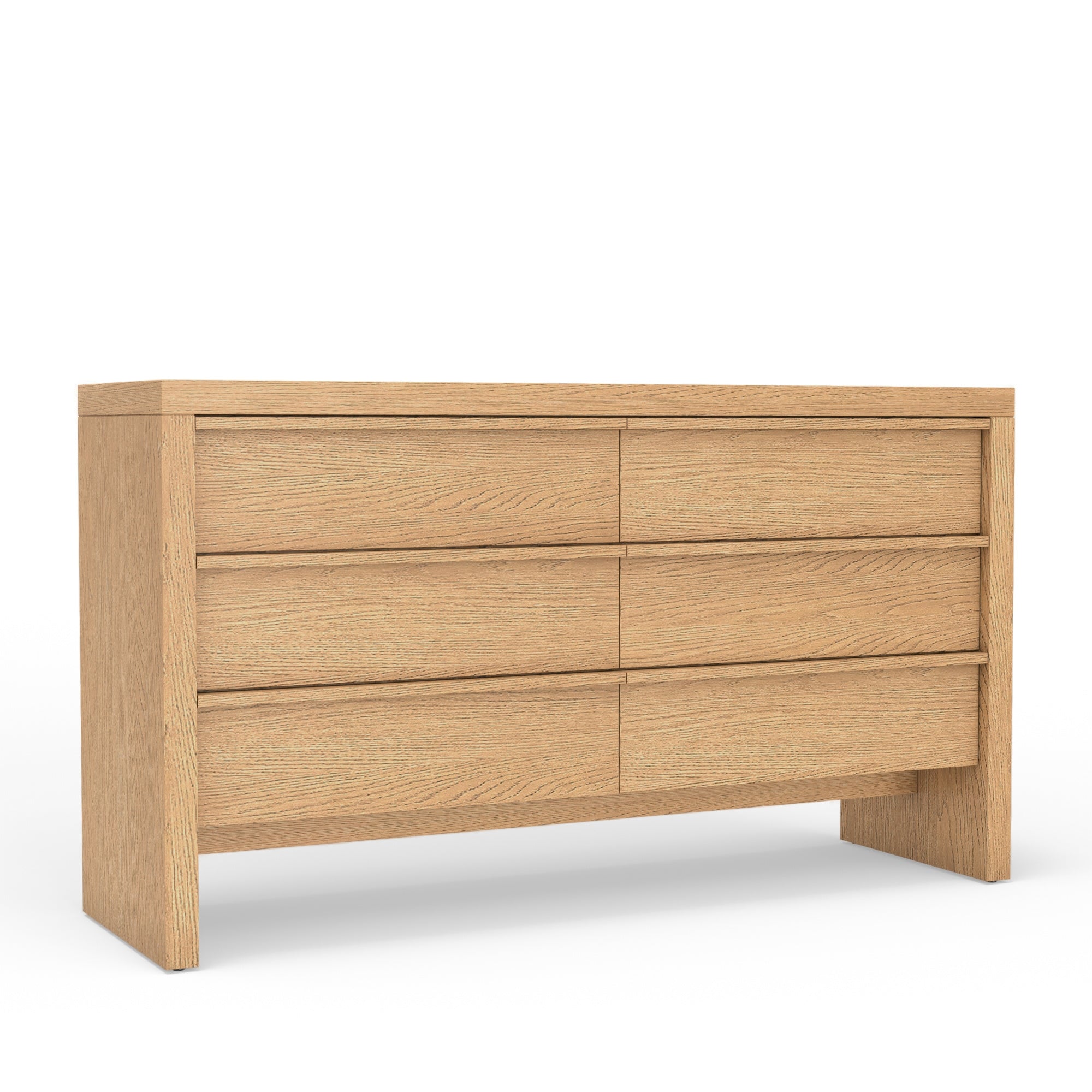 Natural Wood 6-Drawer Dresser – Flo Collection Modern Bedroom Storage