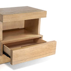 Modern Oak Nightstand with Open Shelf and Drawer – 24” Mona Bedside Table
