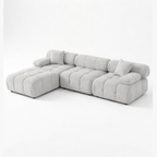 Munich Modern Modular Sectional Sofa – White Beige Fabric with Chaise Lounge