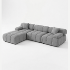 Munich Modern Modular Sectional Sofa – White Beige Fabric with Chaise Lounge