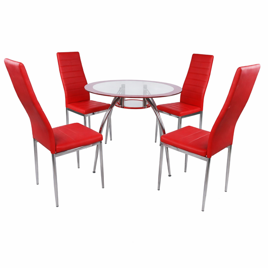 Bella 5-Piece Modern Glass Dining Set – Black Set
