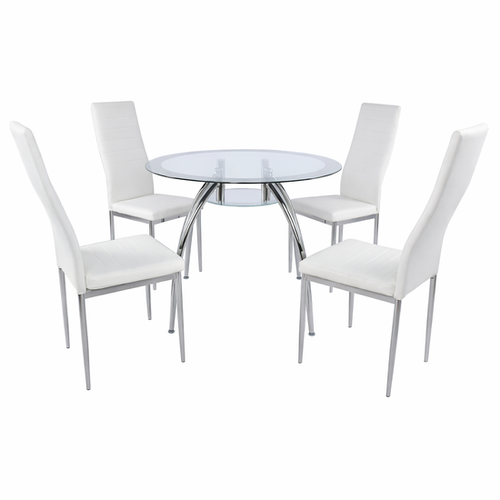 Bella 5-Piece Modern Glass Dining Set – Black Set