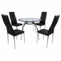 Bella 5-Piece Modern Glass Dining Set – Black Set