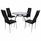 Bella 5-Piece Modern Glass Dining Set – Black Set