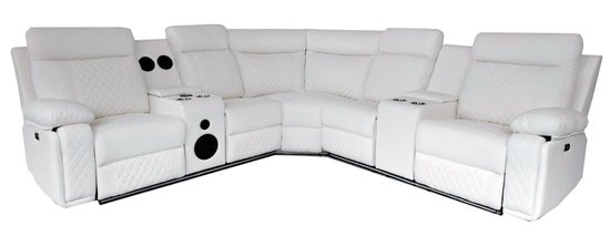 Chicago Power Sectional – White Recliner