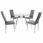 Bella 5-Piece Modern Glass Dining Set – Black Set