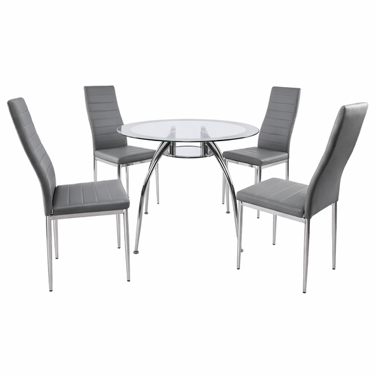 Bella 5-Piece Modern Glass Dining Set – Black Set