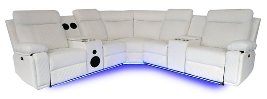 Chicago Power Sectional – White Recliner