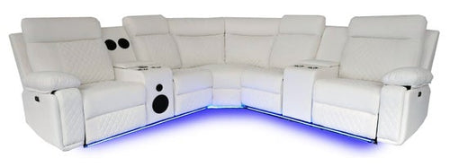 Chicago Power Sectional – White Recliner