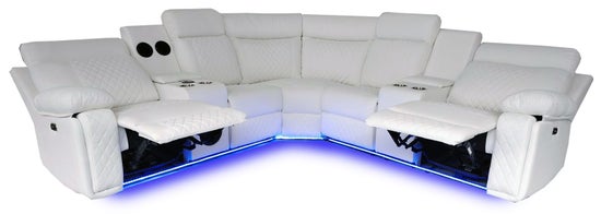 Chicago Power Sectional – White Recliner