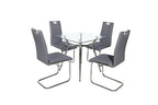 Amanda 5-Piece Modern Square Glass Dining Set – Black Chairs