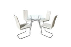 Amanda 5-Piece Modern Square Glass Dining Set – Black Chairs