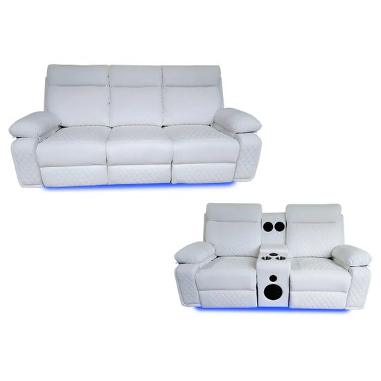 Baltimore Power Recliner Sofa Set- White