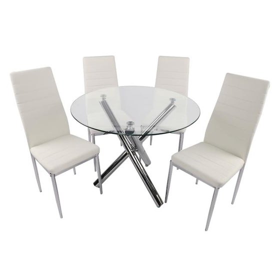 Abby 5-Piece Modern Glass Dining Set