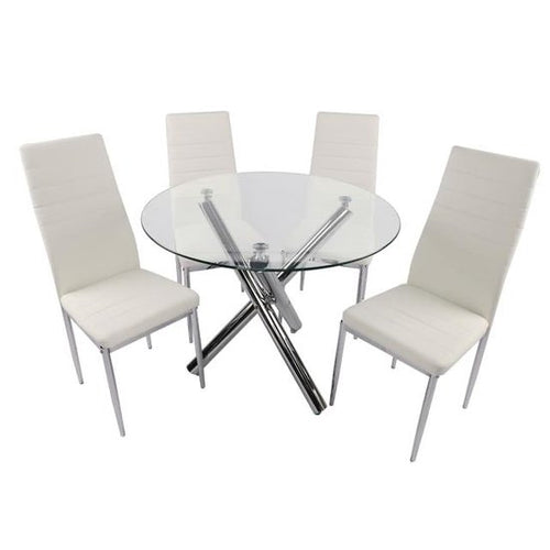 Abby 5-Piece Modern Glass Dining Set