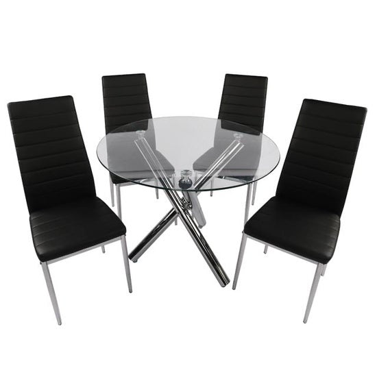 Abby 5-Piece Modern Glass Dining Set