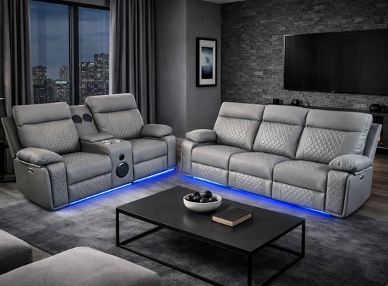 Baltimore Power Recliner Sofa Set- Grey