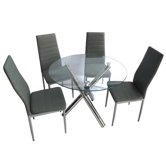 Abby 5-Piece Modern Glass Dining Set