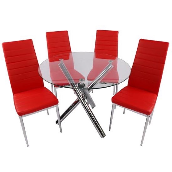 Abby 5-Piece Modern Glass Dining Set