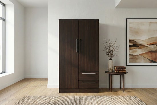 Double Wardrobe with Chrome Handles – 72” Storage Cabinet