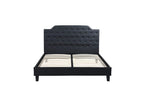 Black Faux Leather Queen Button Tufted Bed
