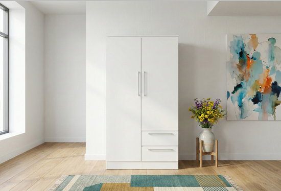 Double Wardrobe with Chrome Handles – 72” Storage Cabinet