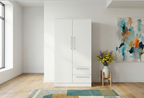 Double Wardrobe with Chrome Handles – 72” Storage Cabinet
