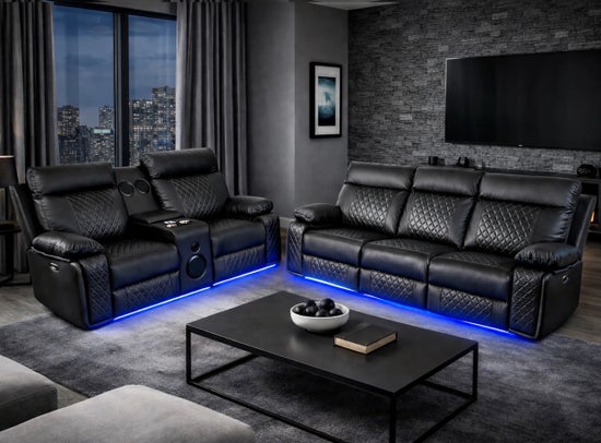 Baltimore Power Recliner Sofa Set- Black