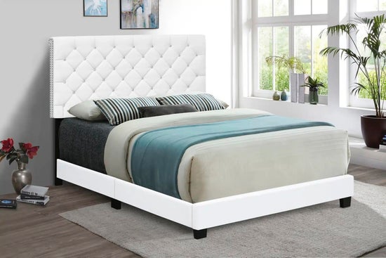White Luxe Velvet with Diamonds Bed-9300