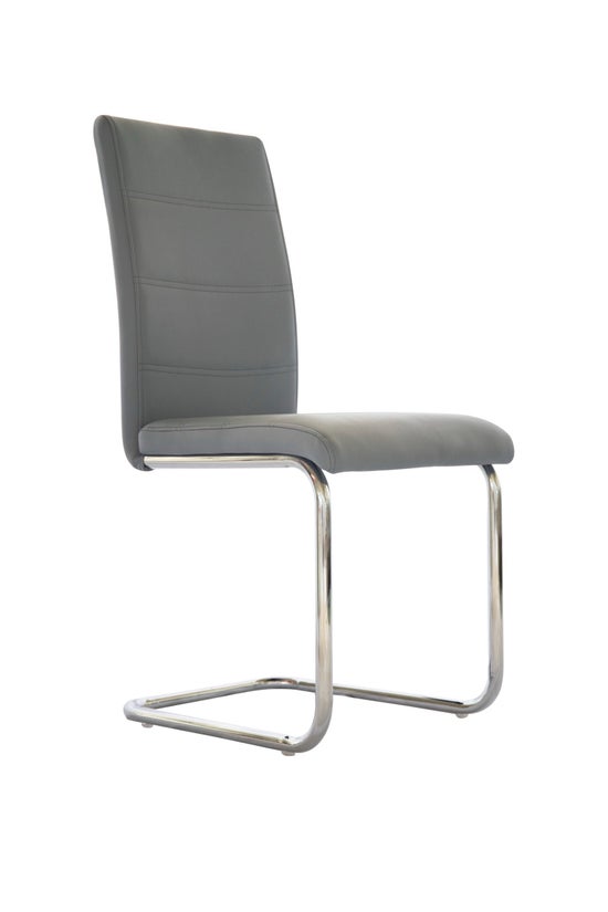 Modern Chrome Cantilever Dining Chairs 2059- Set Of 2