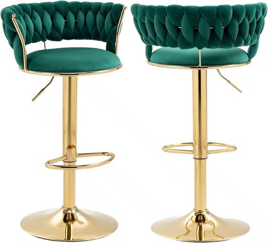 The Royale Velvet Swivel Bar Stool (Set of 2)