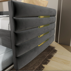 Twin Black Velvet Daybed with Trundle & Gold Accents