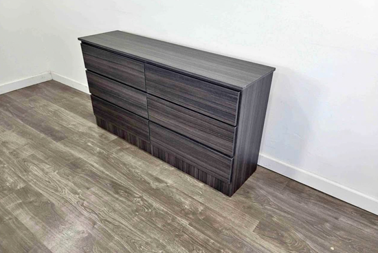 Modern Dark Grey Charcoal 6-Drawer Handle-Free Dresser