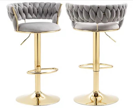 The Royale Velvet Swivel Bar Stool (Set of 2)