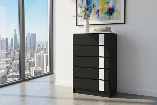 Metro Chest – Black Matte with White Accent