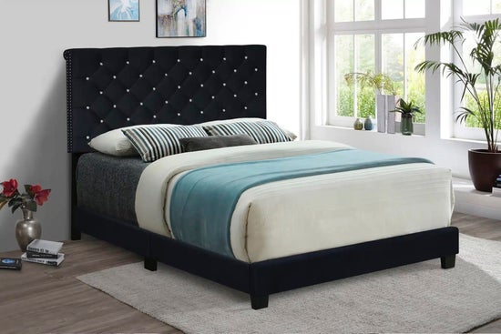 Black Luxe Velvet with Diamonds Bed-9300