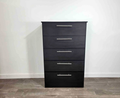 Modern Black 5-Drawer Chest with Chrome Handles