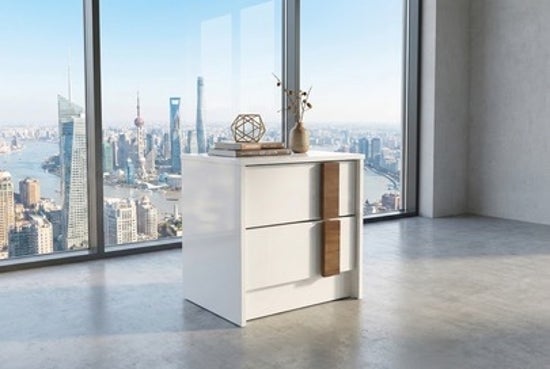 Vienna Bedroom Collection – White Glossy with Caramel Accent