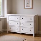 White 6-Drawer Wooden Dresser – Minimalist Design
