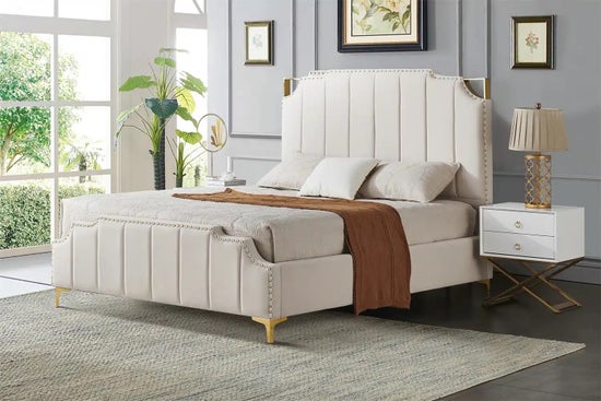 Regal Velvet Cream and Gold Bed-9906