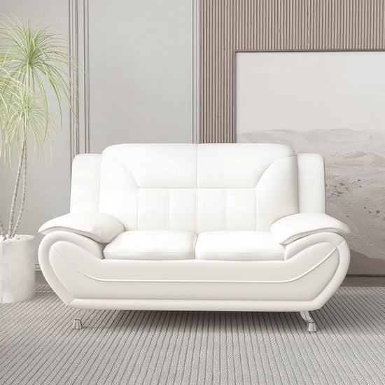 Venecia Faux Leather Living Room Set- White