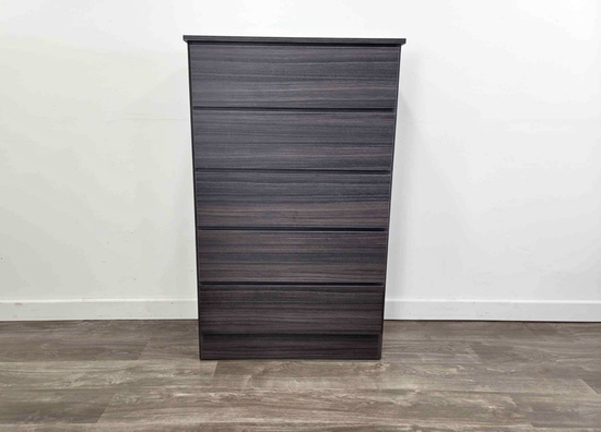 Modern Dark Grey Charcoal 5-Drawer Handle-Free Chest